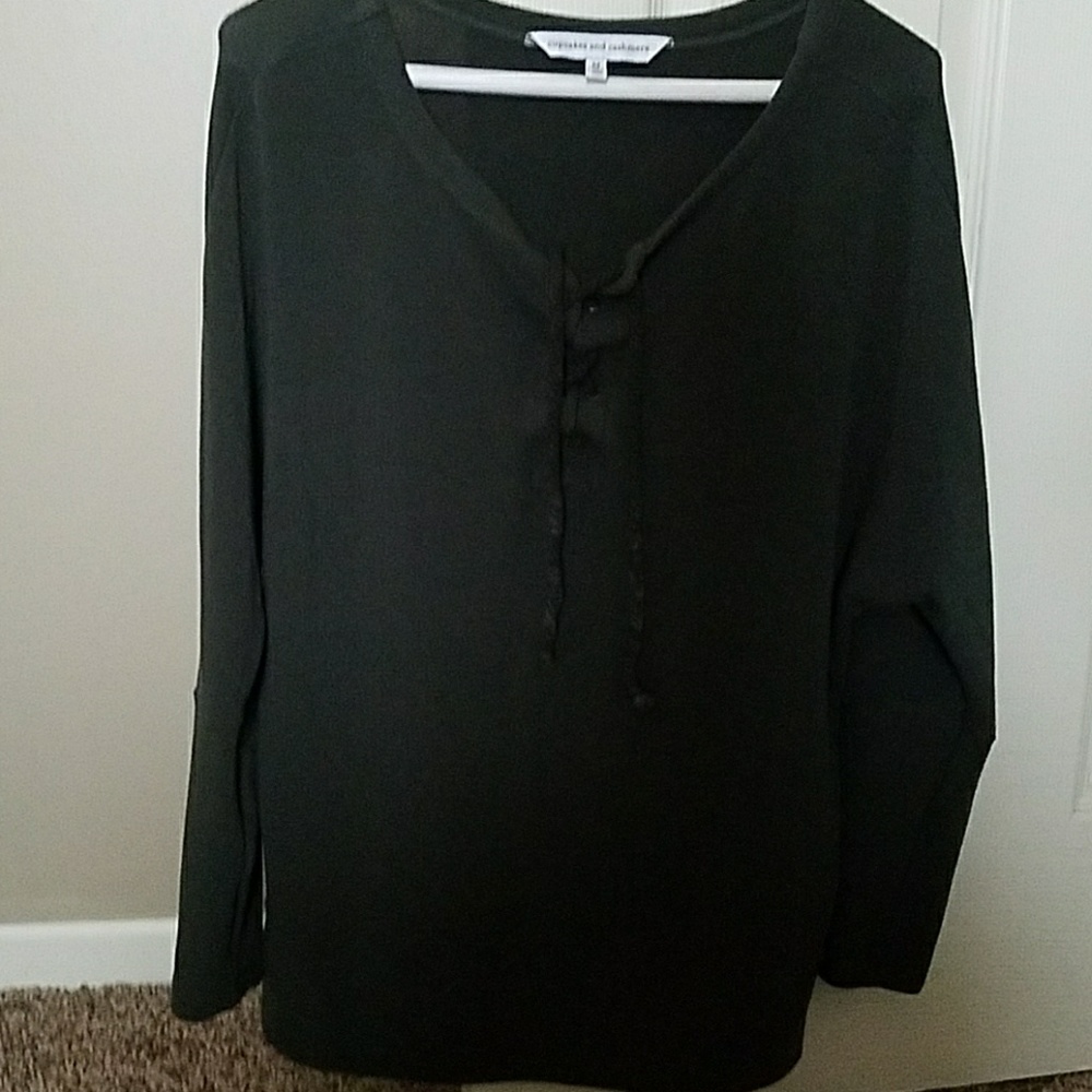 Green lace up sweater
